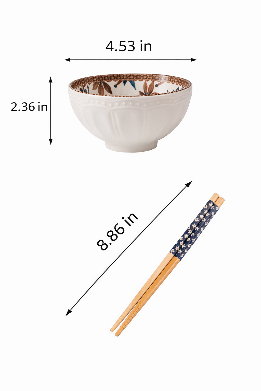 Maison Viore Paris Golden Fall Collection Two Bowls with Two Chopsticks Set