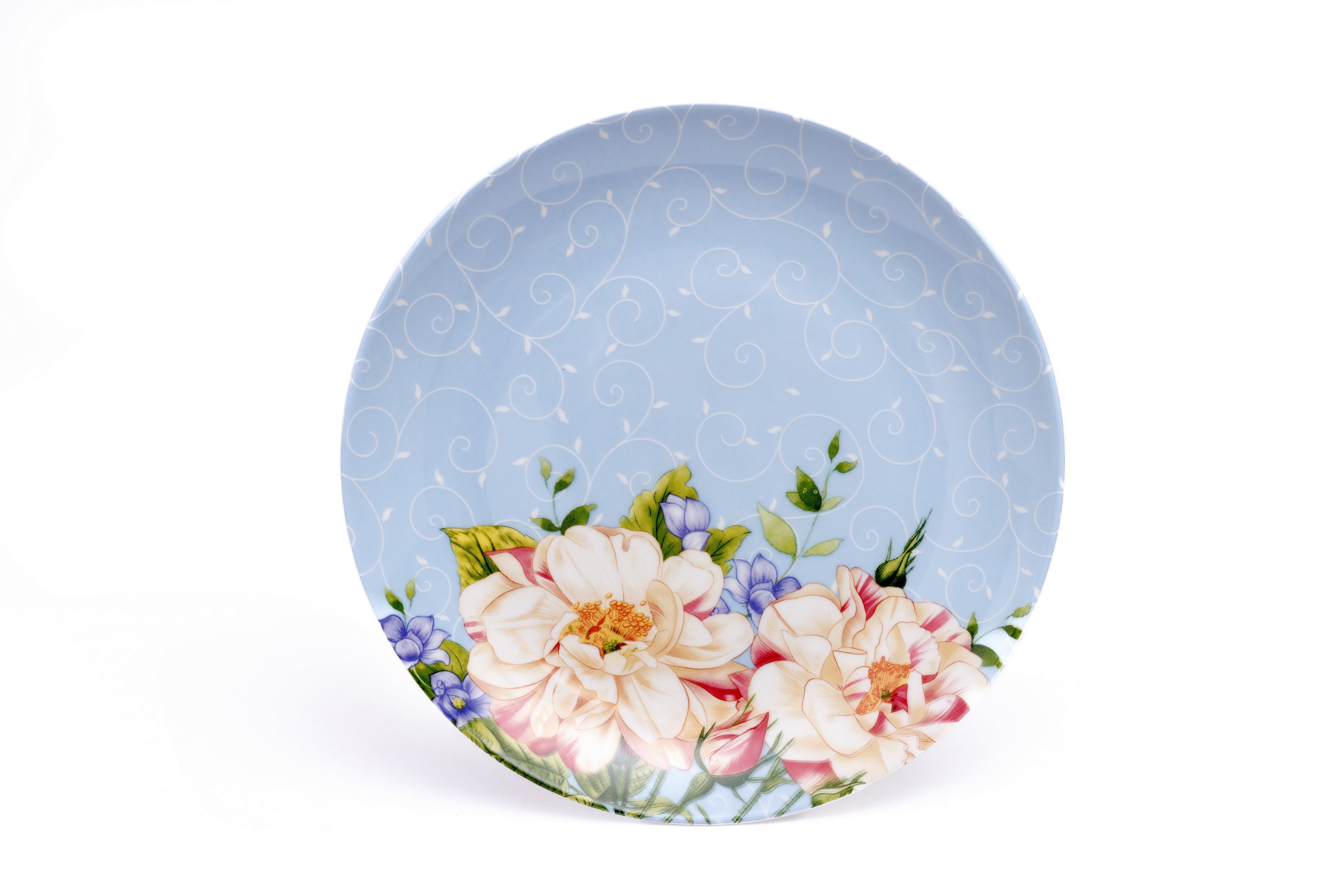 Maison Viore Parisian Spring Bloom 10" Dinner Plates and 8" Salad Plates 8 Piece Set Blue